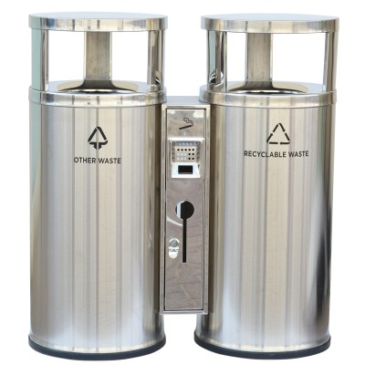 Stainless Steel Indoor Dual open Bin with ashtray